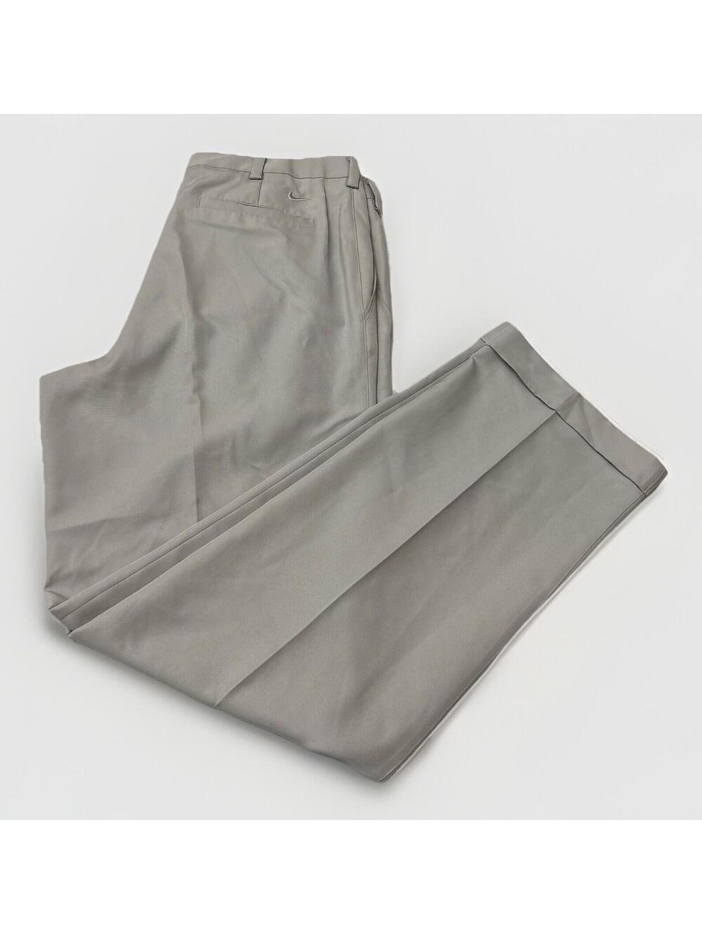 Men’s Nike Golf Performance Beige Cuffed Pleated Golf Pants Dri-Fit Size 36x34